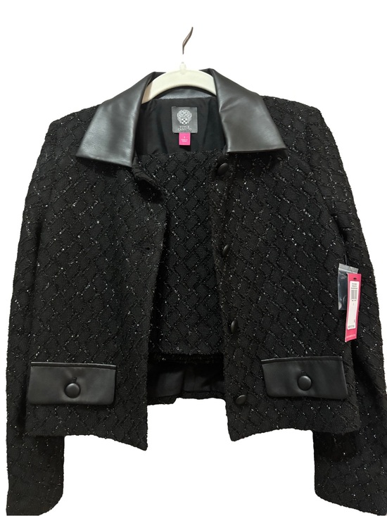 Vince Camuto Other - Vince Camuto Black Tweed Jacket with Faux Leather Trim